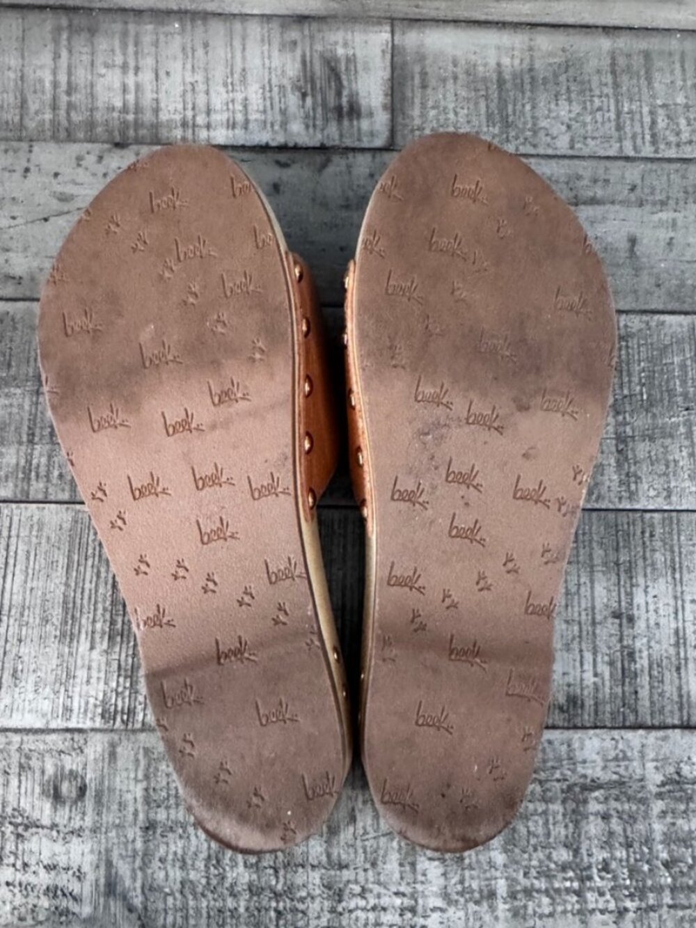 Beek Leather Wooden Slide Sandals, Size 6, Tan,Excellent Condition, Minimal Wear - Picture 9 of 10